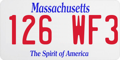 MA license plate 126WF3