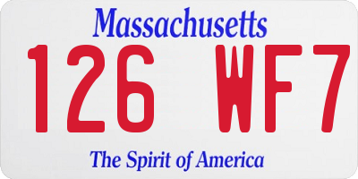 MA license plate 126WF7