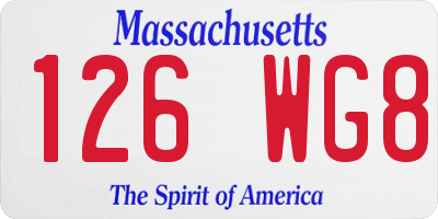 MA license plate 126WG8