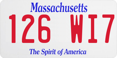 MA license plate 126WI7