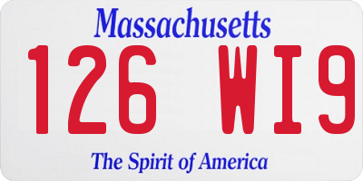 MA license plate 126WI9