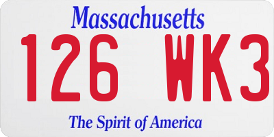 MA license plate 126WK3