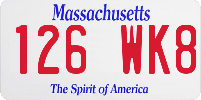 MA license plate 126WK8