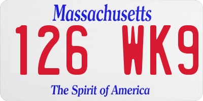 MA license plate 126WK9
