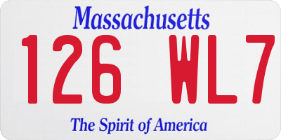 MA license plate 126WL7