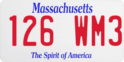 MA license plate 126WM3