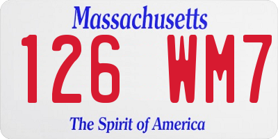 MA license plate 126WM7
