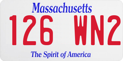 MA license plate 126WN2