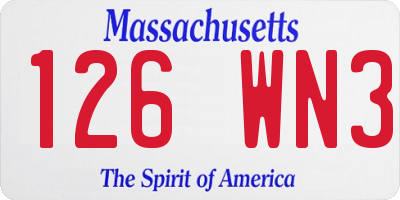 MA license plate 126WN3