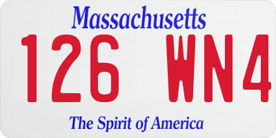 MA license plate 126WN4