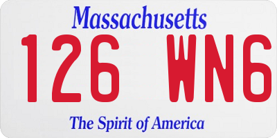 MA license plate 126WN6