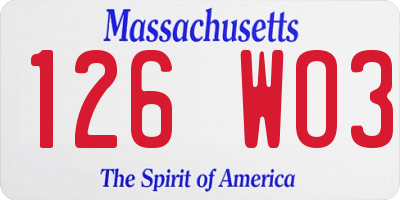 MA license plate 126WO3