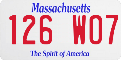 MA license plate 126WO7