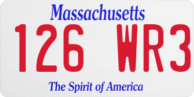 MA license plate 126WR3