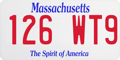 MA license plate 126WT9