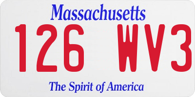 MA license plate 126WV3