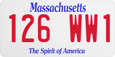 MA license plate 126WW1