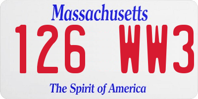 MA license plate 126WW3