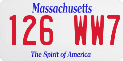 MA license plate 126WW7