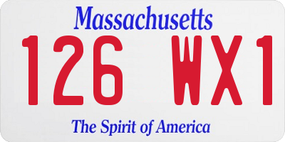 MA license plate 126WX1