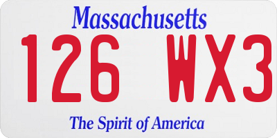 MA license plate 126WX3