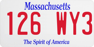 MA license plate 126WY3