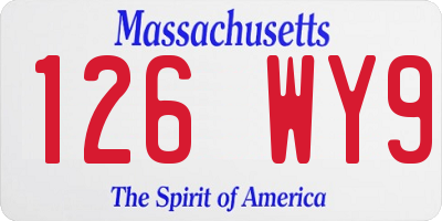 MA license plate 126WY9