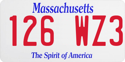 MA license plate 126WZ3