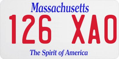 MA license plate 126XA0