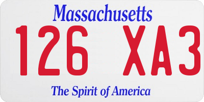 MA license plate 126XA3