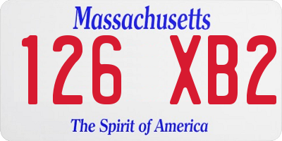 MA license plate 126XB2