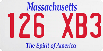 MA license plate 126XB3