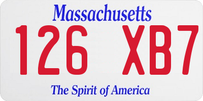 MA license plate 126XB7