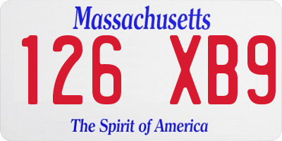 MA license plate 126XB9