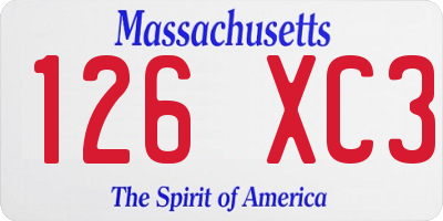 MA license plate 126XC3