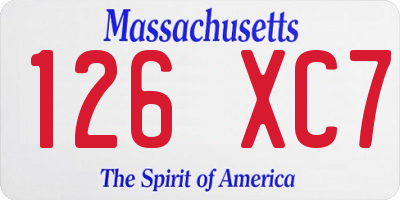 MA license plate 126XC7