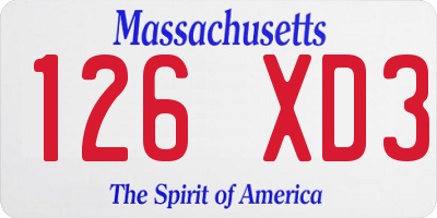 MA license plate 126XD3