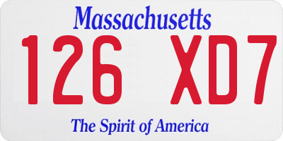 MA license plate 126XD7