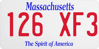 MA license plate 126XF3