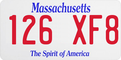MA license plate 126XF8
