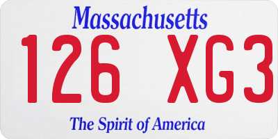 MA license plate 126XG3