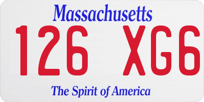 MA license plate 126XG6