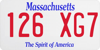 MA license plate 126XG7