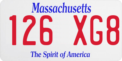 MA license plate 126XG8