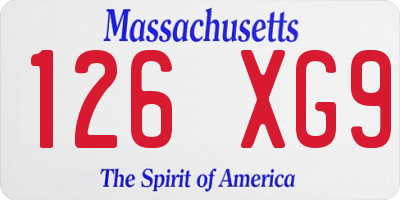 MA license plate 126XG9