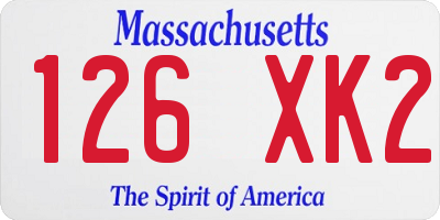 MA license plate 126XK2