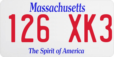 MA license plate 126XK3