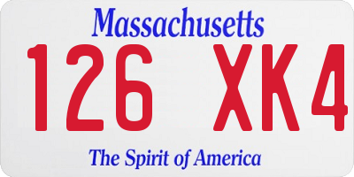 MA license plate 126XK4