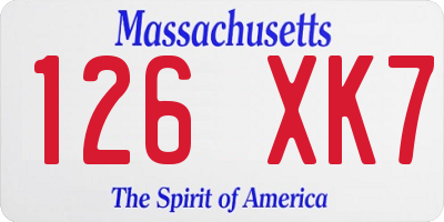 MA license plate 126XK7