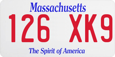 MA license plate 126XK9